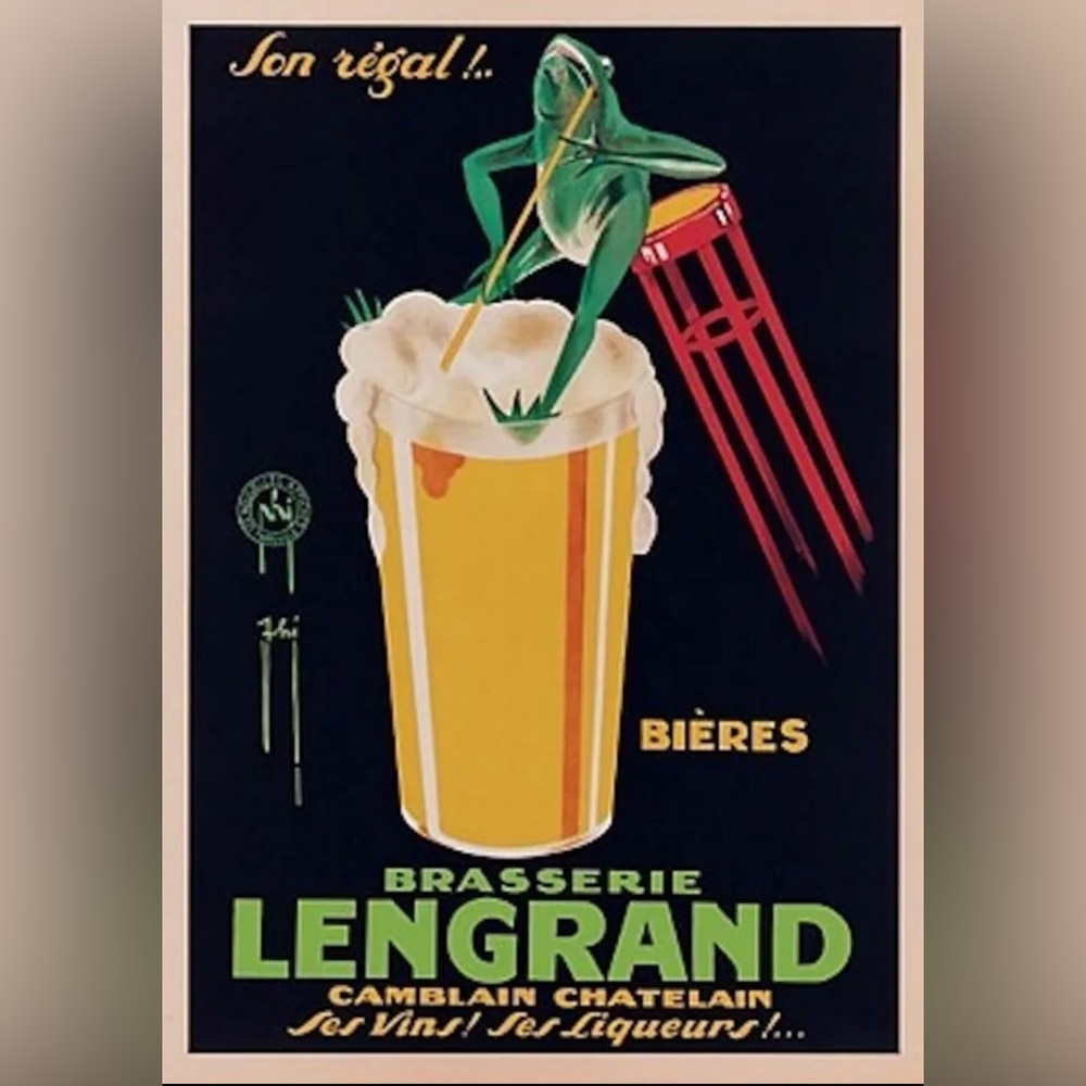 Lengrand Phi Art Poster Print of Vintage Brasserie Art 25.5 x 18”